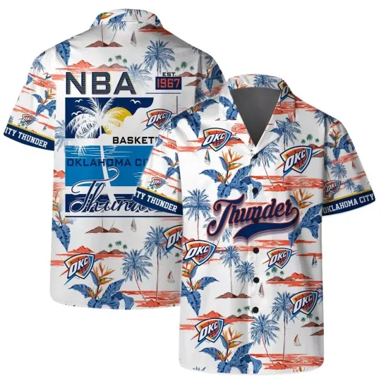 Discover Oklahoma City Basketball Team Thunderr Hawaiian Shirt Button Down Unisex Adults