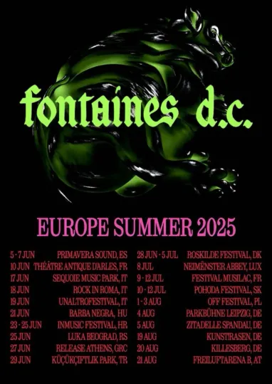 Discover Fontaines DC European Tour 2025 A3 A4 Print Poster Wall Art Album Unframed