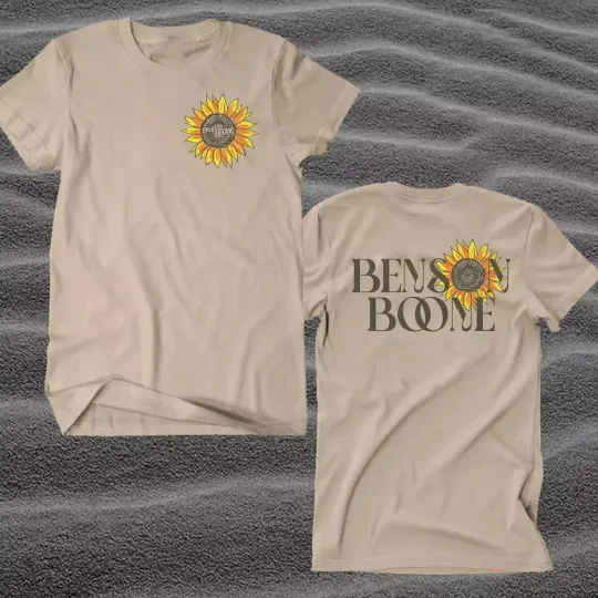 Discover HOT!!! Benson Boone Sunflower Tour 2025 T-Shirt, sand tee