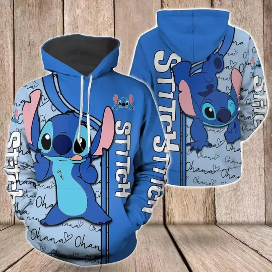 Discover Kids Disneyyy Lilo Stitchh Boys Hoodie Sports Winter New School Blue Jumper
