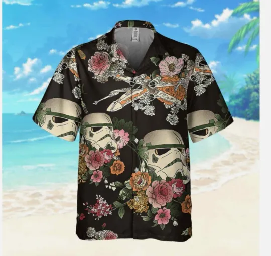 Discover Starr Warss Stormtrooper Tropical Flower Pattern Summer Aloha 3D HAWAII SHIRT
