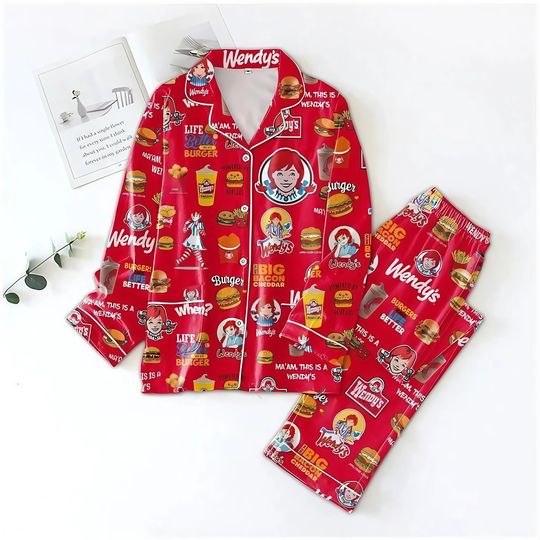 Discover Wendy's Pajamas Set, Wendys Womens Pajamas, Fast Food Holiday Pajamas
