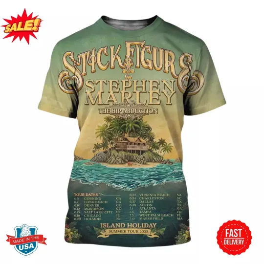Discover Stick Figure Poster For Island Holiday Summer Tour 2025 3D Shirt