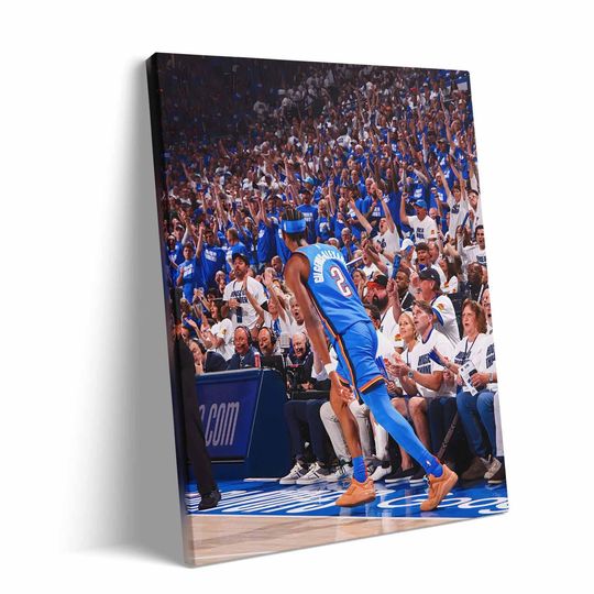 Discover Canvas Wall Art, Shai Gilgeous-Alexander Thunder Crowd Celebration, Basketball Print for Man