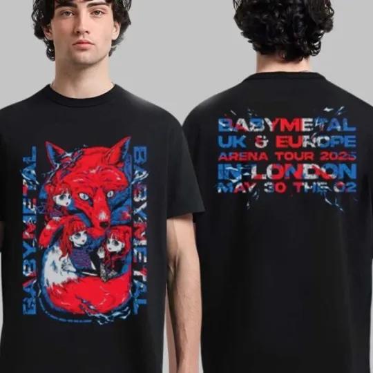 Discover Tshirt!!! Babymetal UK And Europe Arena Tour 2025  Double Sided T-Shirt