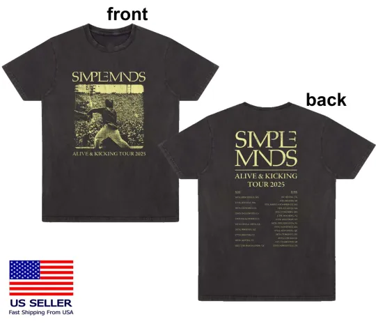 Discover NEW!!! Simple Minds Alive & Kicking 2025 Tour Date  Double Sided T-Shirt