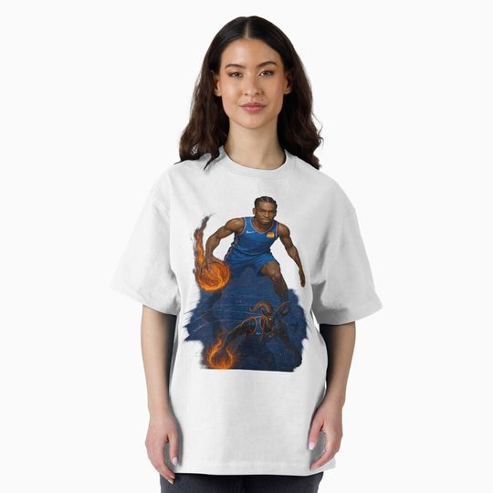 Discover Shai Gilgeous-Alexander Mirror GOAT: Cosmic Crossover Legend Oversized T-Shirt