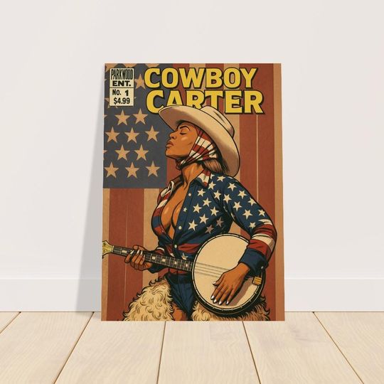Discover Beyonc 'Cowboy Carter' Vintage Comic Book Poster, Western Cowgirl Wall Art