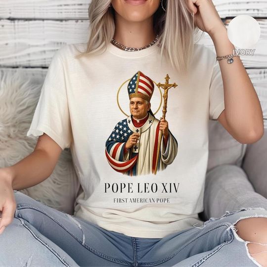 Discover Pope Leo Tee Shirt  Vintage Catholic T-Shirt Featuring America's First Pope