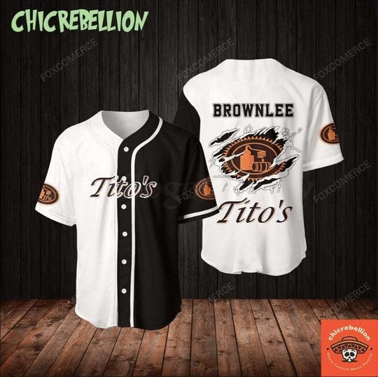Discover Black and White Titos Vodka Baseball Jersey