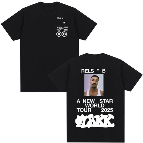 Discover rapper  rels b a new star world tour 2025 t-shirt men's women clothing hip hop