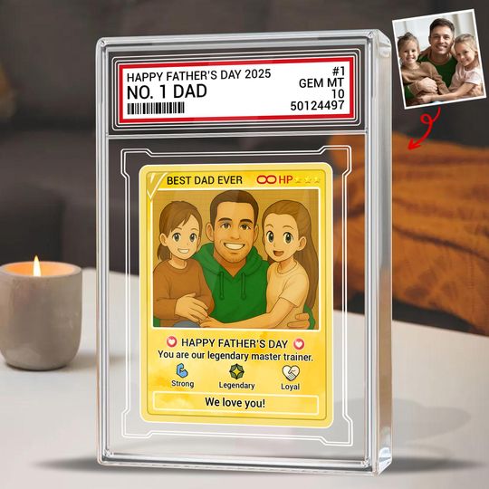 Discover Personalized Fathers Day Gift Trading Card Style Acrylic Plaque, Anime Photo Acrylic Block