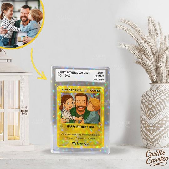 Discover Personalized Father's Day Anime Trading Card Wallet Card Custom Dad Son Daughter
