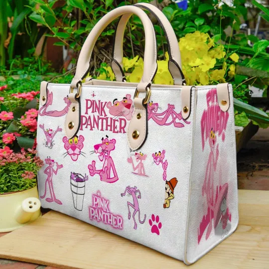 Discover Personalized Pink Panther Leather Handbag, Pink Panther Women's Leather Bag Gift