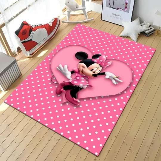 Discover Minniee Mouse Rug, Pink Kids Play Rug, Nursery Decor, Cute Gift for Baby