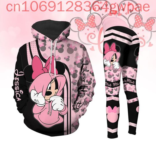 Discover Disneyyy Minniee Mouse Cosplay Women's 3D Print Hoodie and Legging Set