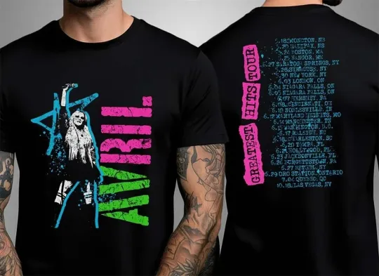 Discover Avril Lavigne Greatest Hits Tour 2025 Tour Dates Two Sided Unisex T-Shirt