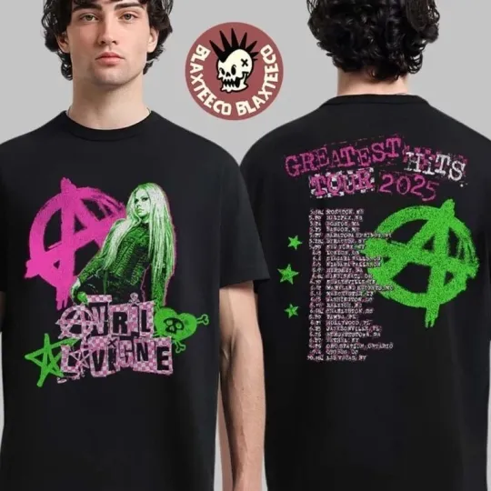 Discover Avril Lavigne Greatest Hits Tour 2025 Exclusive Two Sided Unisex T-Shirt