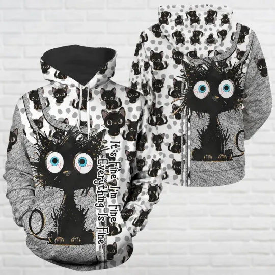 Discover Black Cat 3D HOODIE Best Price All Over Print Halloween Day Gift
