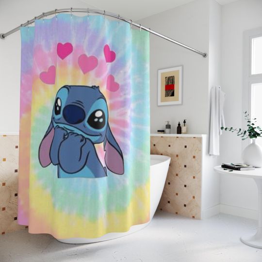 Discover Rainbow Stitchh Character Shower Curtain, Colorful Bathroom Decor