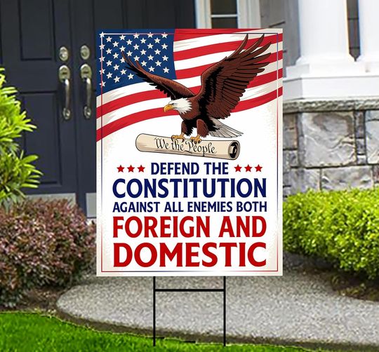 Discover Defend the Constitution, No Kings In America Protest Yard Sign - Resist