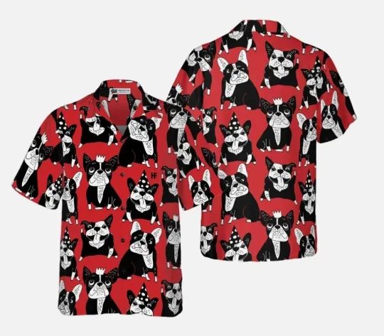 Discover Red French Bulldog Hawaiian Shirt,