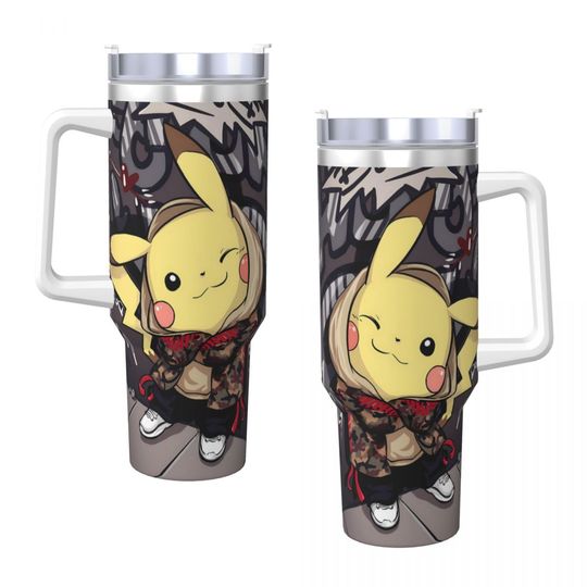 Discover Pika Cartoon Stainless Steel Tumblers 40 oz With Handle