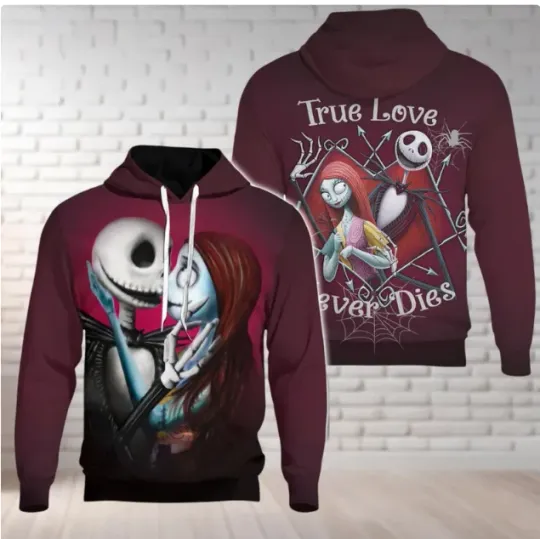 Discover Custom Jackk Skellingtonn And Sally 3D HOODIE HALLOWEEN GIFT CHRISTMAS GIFT
