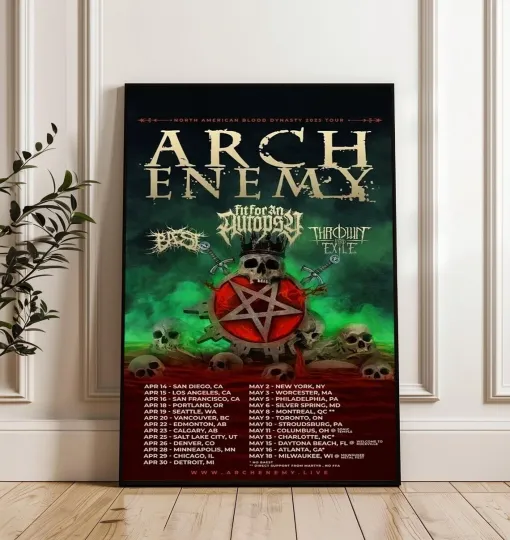 Discover Arch Enemy North American Blood Dynasty 2025 Tour Poster, Music Concert Wall Art