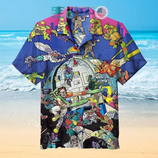 Discover Ninja Turtles Hawaiian Button Down Shirt Unisex Adults S-5XL