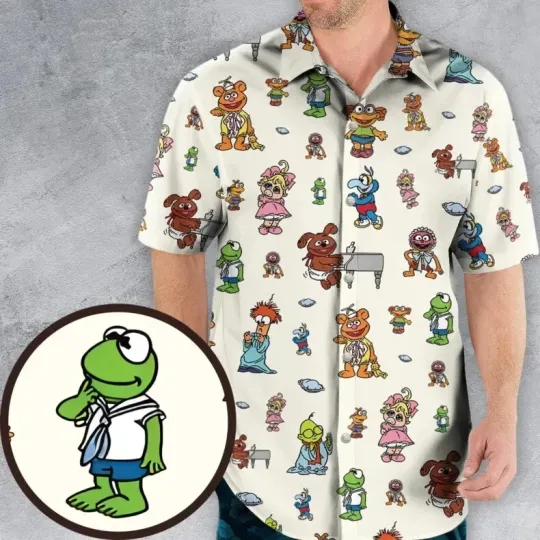 Discover Muppet Babies Hawaiian Button Down Shirt Unisex Adults S-5XL