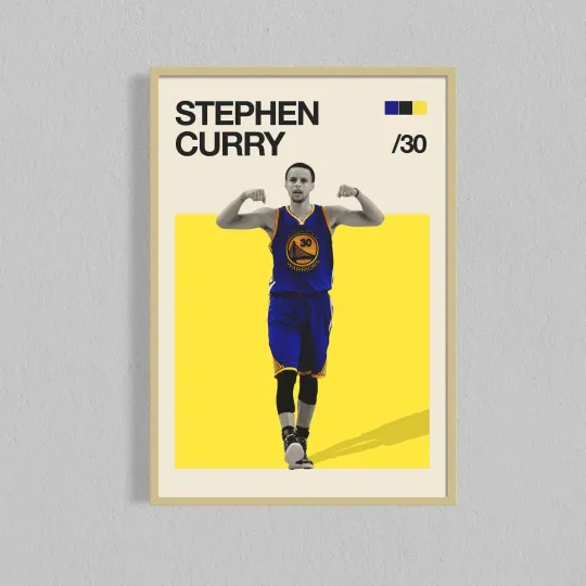 Discover Stephen Curry Mid Century Movie Poster | Basketball Posters