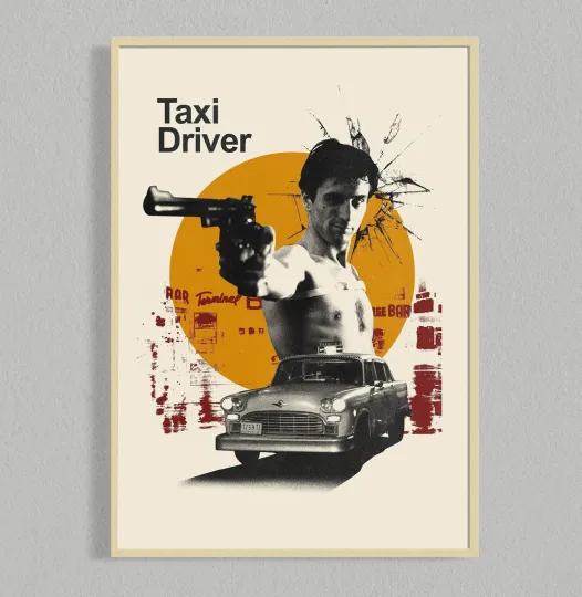 Discover Taxi Driver Mid Century Poster - Minimalist Movie Poster