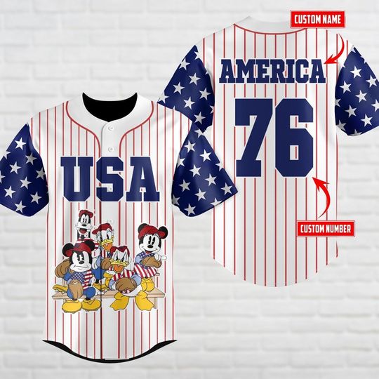 Discover Custom Disneyyy 4th Of July Baseball Jersey