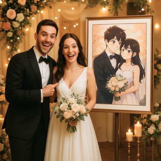 Discover Custom Anime Style Wedding Portrait from Your Photo  Personalized Bride & Groom Manga Art