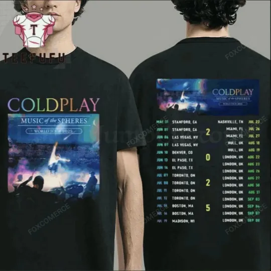 Discover Coldplay Music of the Spheres 2025 Tour Vintage Unisex T-shirt