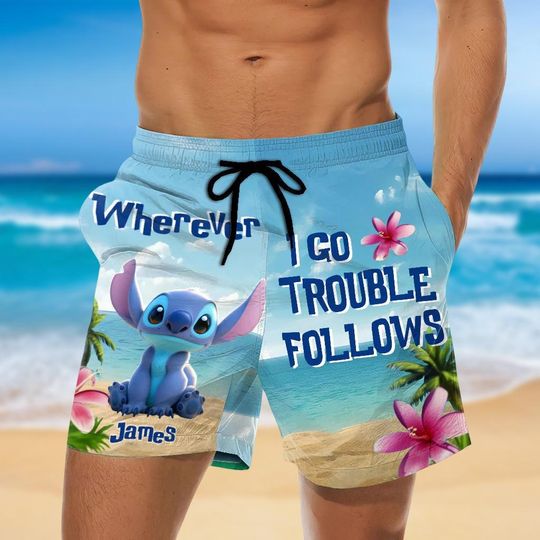 Discover Stitchh Men Short, Lilo And Stitchh Beach Short, Disneyyy Movie Beach Short, Cartoon Running Short