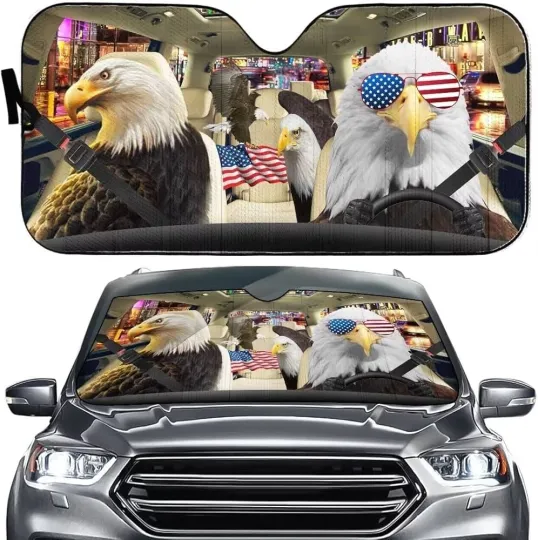 Discover Eagle Car Sunshade Funny Animals Car Windshield Sun Shade