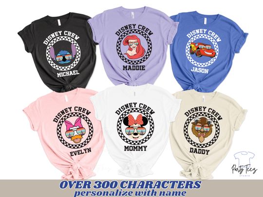 Discover Retro Disneyyy family Shirts, Checkered Disneyyy Characters Shirt, Disneyyy Family Shirts