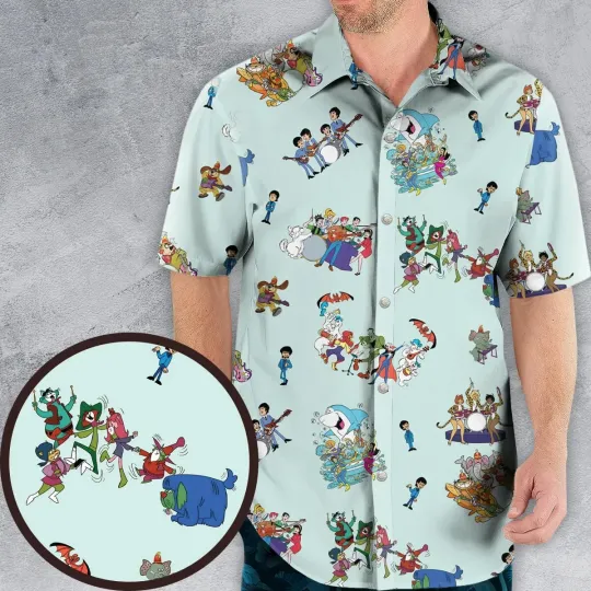 Discover Early 70s Cartoon Hawaiian Button Down Shirt