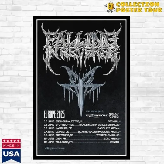 Discover Falling In Reverse Europe Tour June 2025 Poster