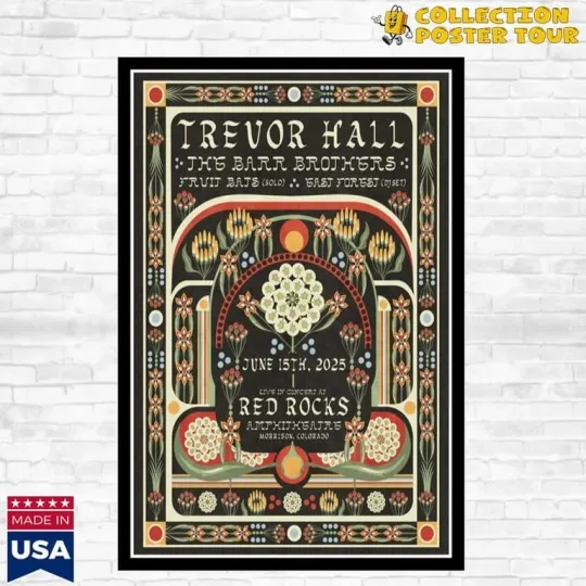 Discover Trevor Hall June 15th 2025 Red Rocks Morrison, CO Tour Poster