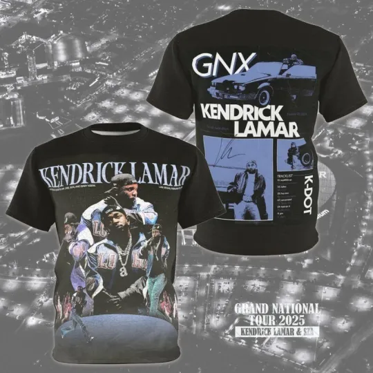 Discover Kendrick Lamar 3D Graphic T-Shirt, Retro Grand National Tour 2025 Shirt 3D Shirt