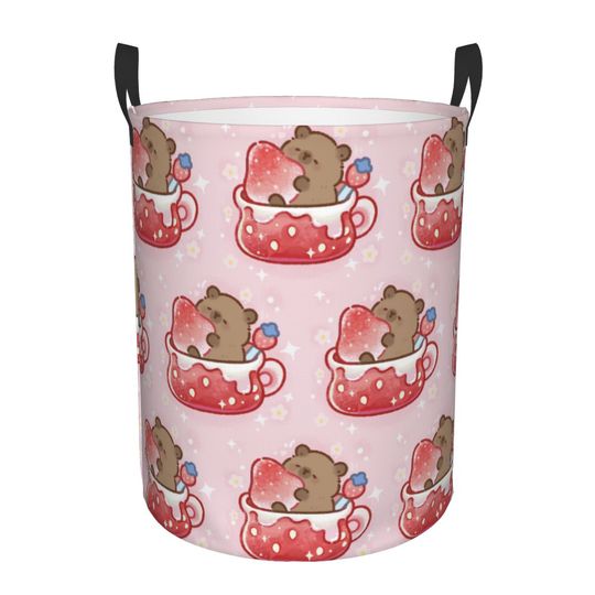 Discover Strawberry Capybara Laundry Basket Collapsible Animes Cartoon