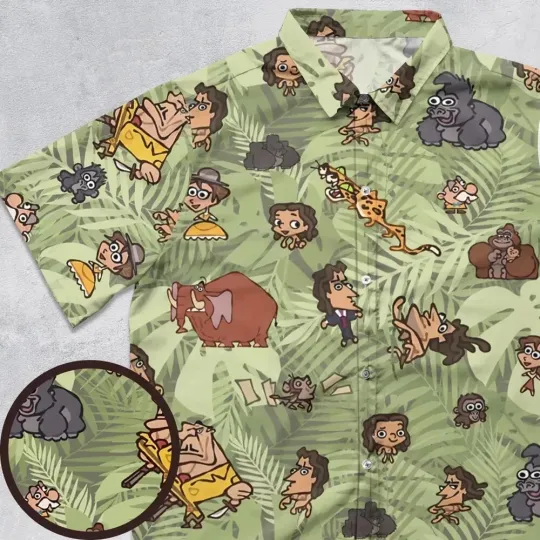 Discover Tarzann Characters Hawaiian Shirt Button Down Unisex