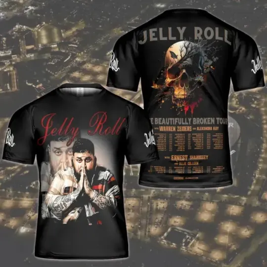 Discover Retro Jelly Roll 3D T-Shirt, Big Ass Tour 2025, Unisex Rapper Concert Tee