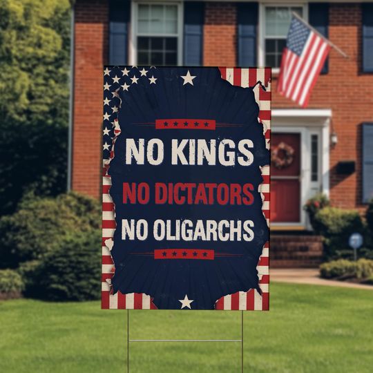 Discover No Kings No Dictators Yard Sign, Anti-Authoritarian Protest Yard Sign