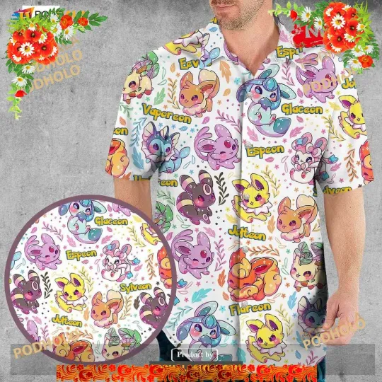 Discover Eevee Evolution Cute Pattern Enjoy This Summer Funny Hawaiian Shirt