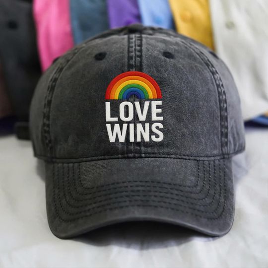 Discover Love Wins Embroidered Baseball Caps, LGBT Ally Hat