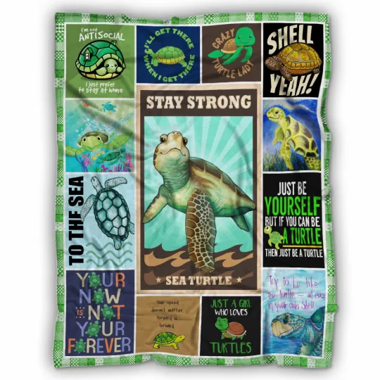 Discover Turtle Blanket, Stay Strong Sea Ocean Fleece, Sherpa Blanket Soft and Cozy